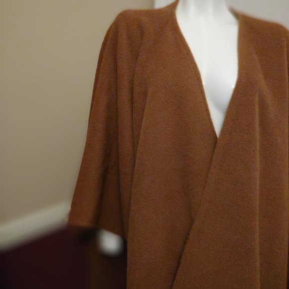 Mon Repos Baby Alpaca Long Cape Wrap Poncho OS Brown Peru - Picture 2 of 7
